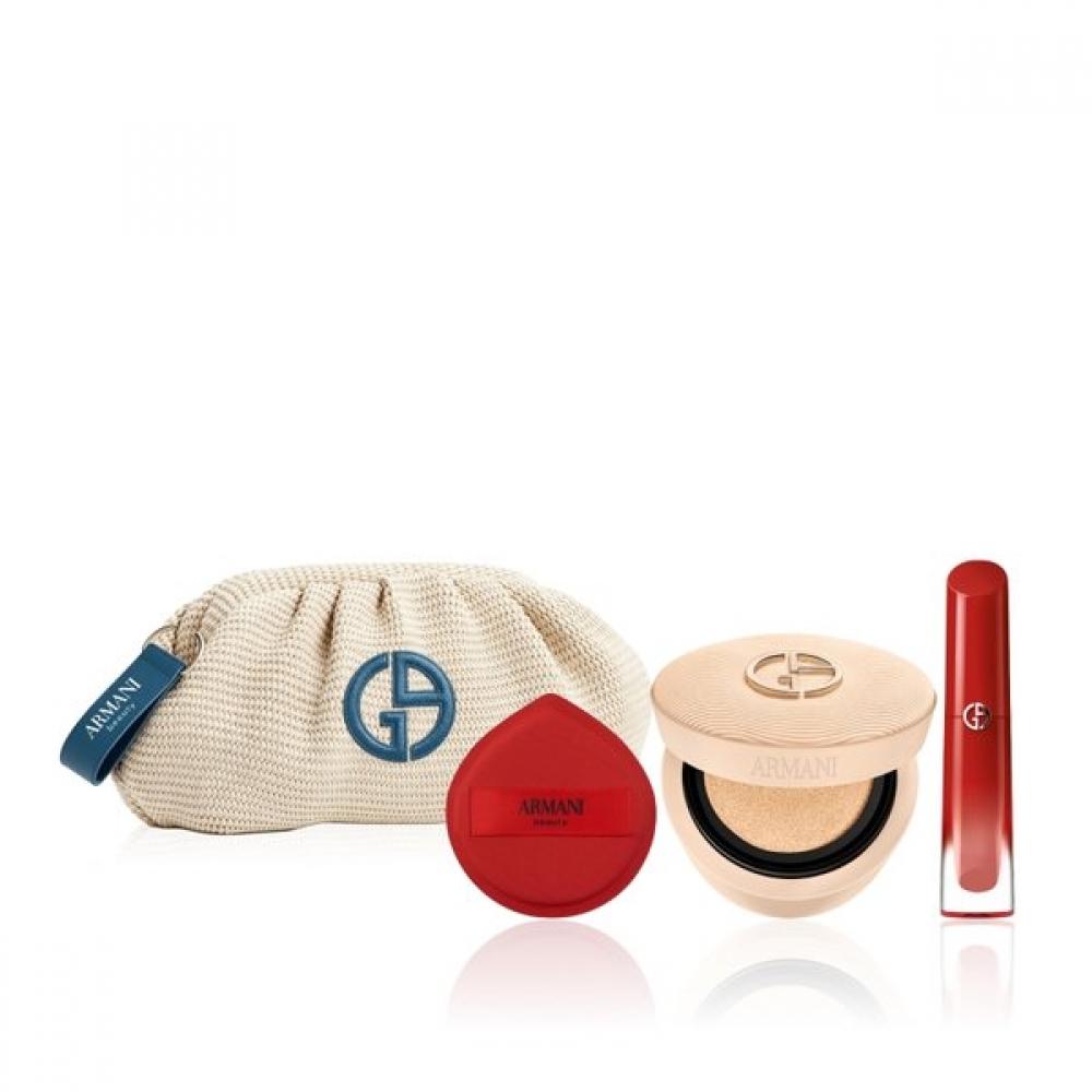 Armani Beauty New Power Fabric Cushion + Lip Maestro Magnet Set No. 0 [BEST]/No. 161 Magnet Beige [BEST]