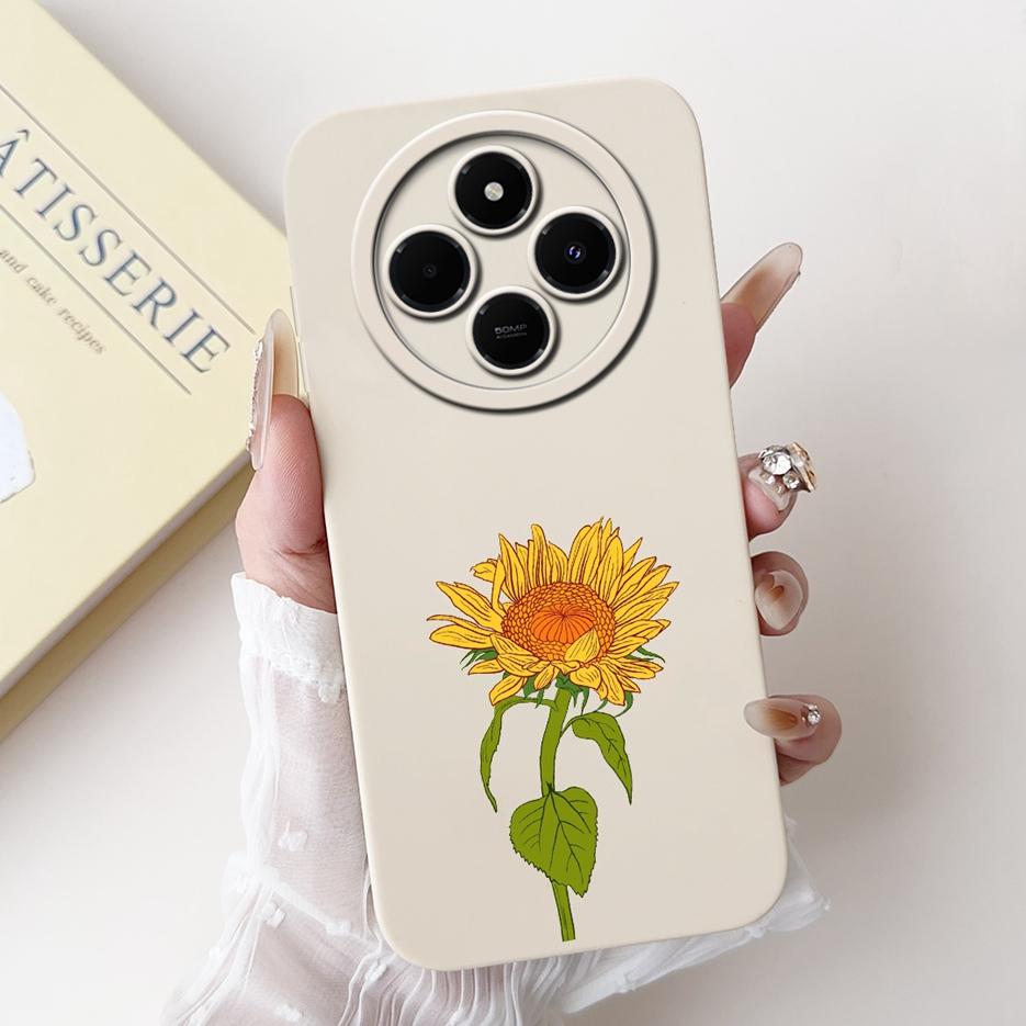 Für Xiaomi Redmi 14C Hülle Stylische Sonnenblume Hübsche Mädchen Rückabdeckung Weiche TPU Handyhülle Für Xiaomi Poco C75 C 75 Redmi14C Fundas