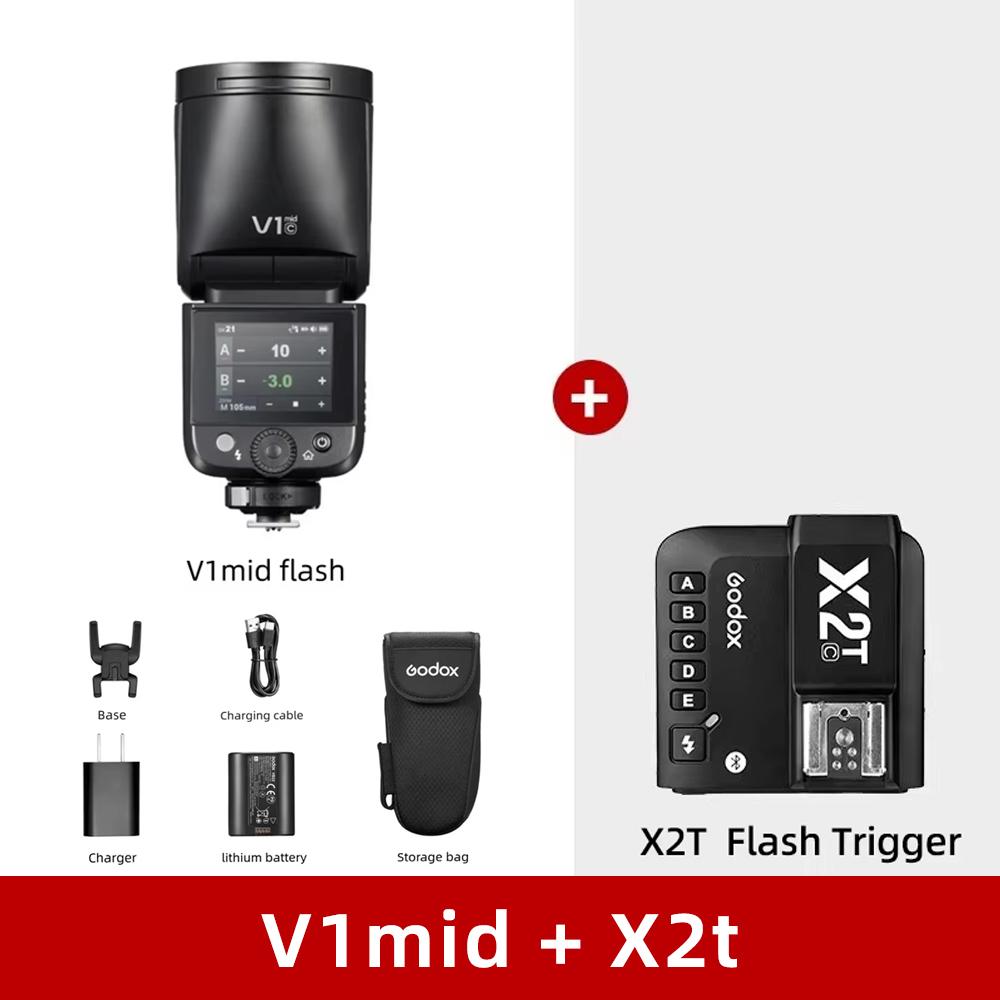 Godox V1MID TTL Camera Flash 55WS  Li-ion Round Head Wireless Speedlight for Canon Sony Nikon Olympus Fujifilm DSLR Cameras