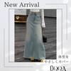 Denim Daily Size L [UQQA] Women's Skirt, Spring/Autumn, Long, A-Line, High-Waisted, Leg-Lengthening, Beautiful, Casual, Basic, Natural,