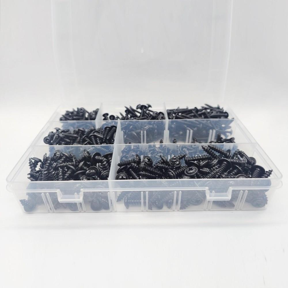 700pcs/set Carbon Steel Self-drilling Screw Fully Threaded High Hardness Cross Recessed Screw Rust-Resistant Self-Tapping Screw