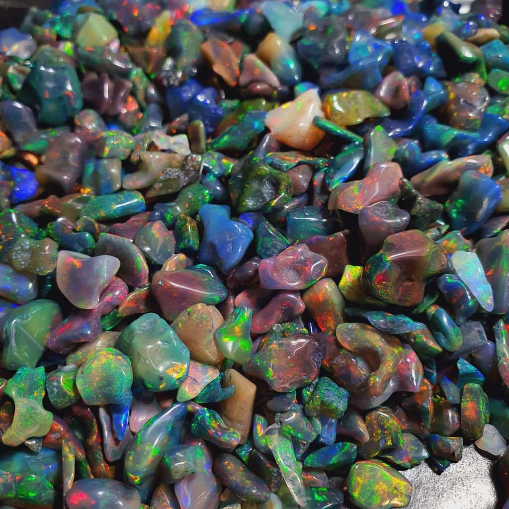 Amazing Multi Fire Black Uncut Opal Rough, Multi Fire Opal Crystal Rough, 7-10 MM Size Rough. Minerals Rough Lot, Opal Rough Lot.