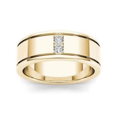 Bague de couple plaquée or 14 carats avec zircones cubiques: Style européen et américain simple"