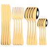 Pink Gold Cutlery Set Stainless Steel Dinnerware Set 16Pcs Knives Forks Coffee Spoons Flatware Set Kitchen Dinner Tableware Set