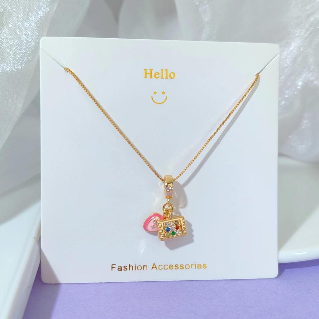 18k vergoldete Zirkonium- und Titanstahl-Anhänger-Halskette - Damen Qixi Valentinstag Geschenk