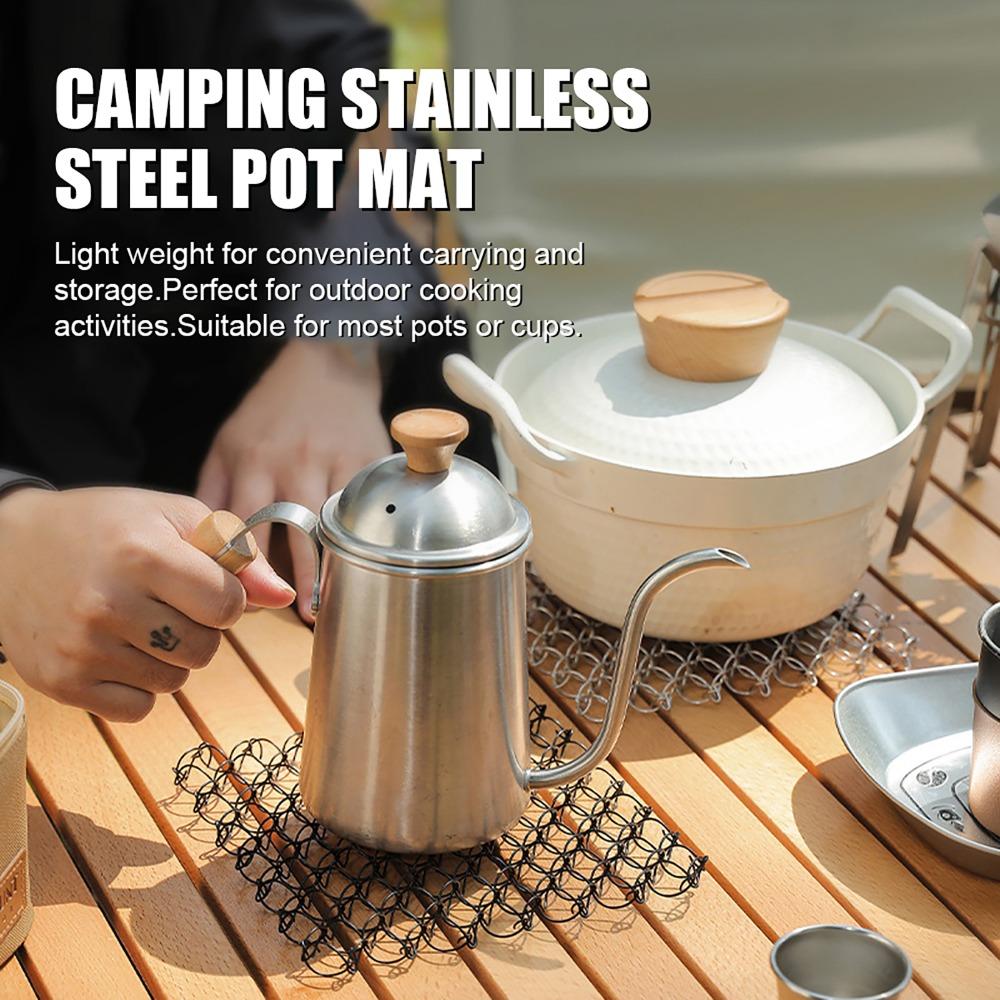 Anti-Scald Stainless Steel Trivet Woven Heat Proof Mat Portable Spiral Wire Trivet  For Hot Dishes