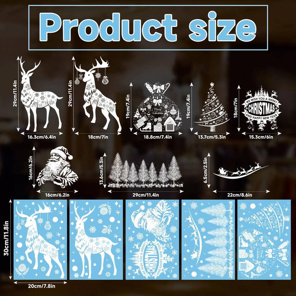 New Christmas electrostatic window sticker white Christmas tree hanging ball Christmas snowflake Christmas party decoration