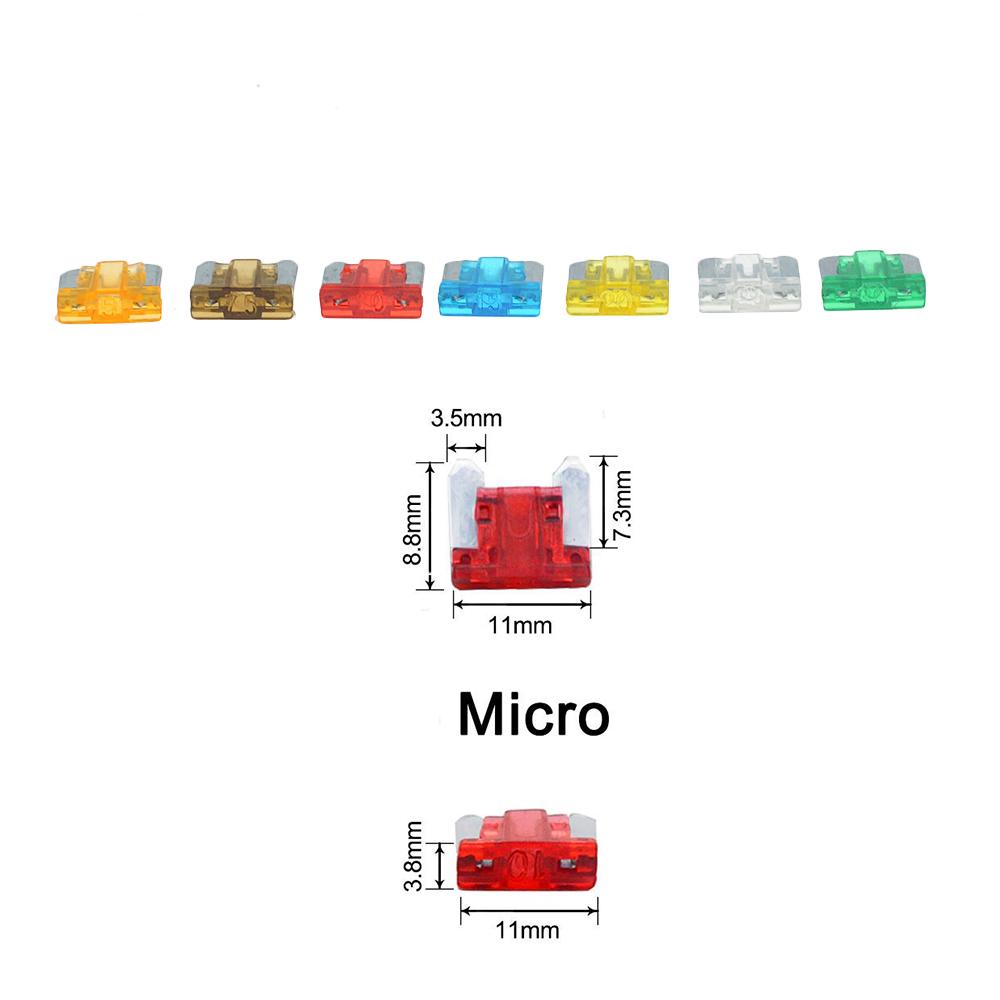 50pcs/lot Car Truck Micro Blade Fuses 5A 7.5A 10A 15A 20A 25A 30A AMP Plastic Box Assortment with Clip Fuses4