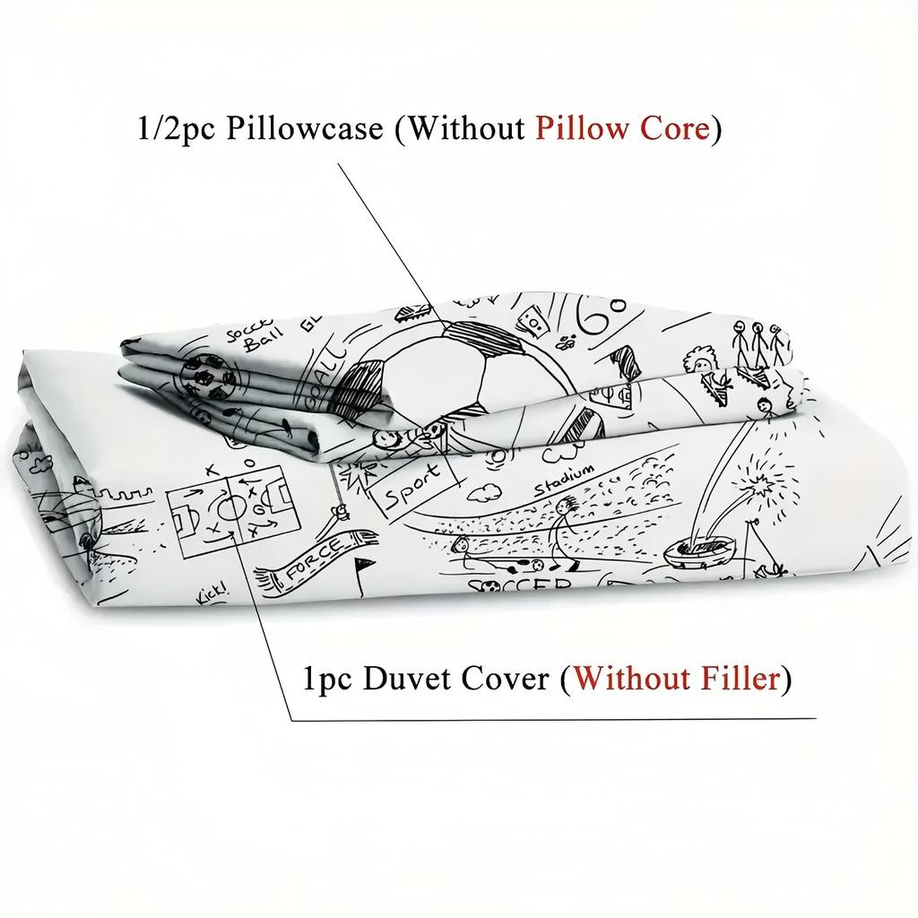 Sports Football 3D Print Bedding Set For Boy Men Cartoon Sport White Football Quilt Cover Home Soft Comfortable Duvet Cover Sets