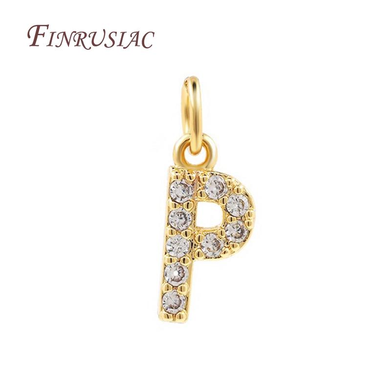 18K Gold Plated Copper A-Z Alphabet Charms For DIY Women's Necklace Jewelry Making Supplies,Fashion Inlay Zircon Letter Pendants
