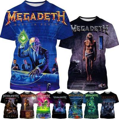 Megadeth drukowane 3D koszulki z krótkim rękawem męskie i damskie, modne casualowe koszulki zespołu rockowego, punk, zabawa, hip-hop pop