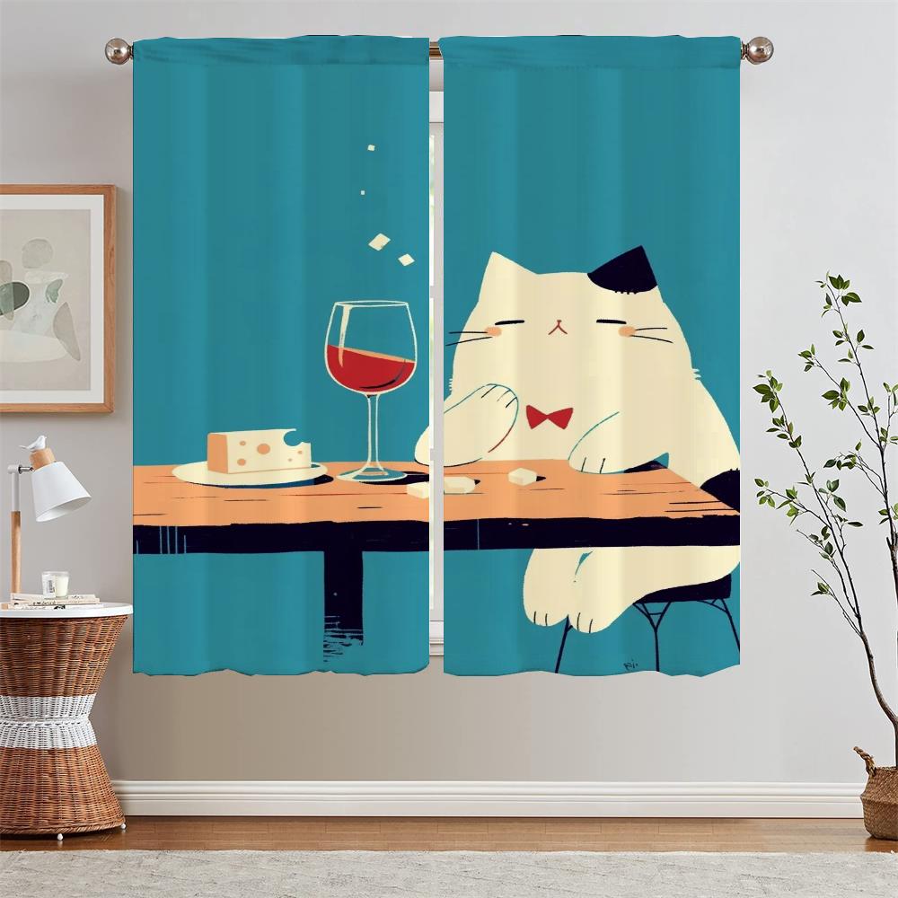 

Кошки на холсте Art Шторы для кухни Шторы 2 шт. Карнизы для оконных штор Щупальца Дешевые вещи с бесплатной доставкой для дома W50xH70cmx2pcs-CL