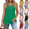 Women's Fashionable Plain Color, Round Neck, Button-Decorated Sleeveless Vest Top, Suitable For Both Inner And Outer Wear.