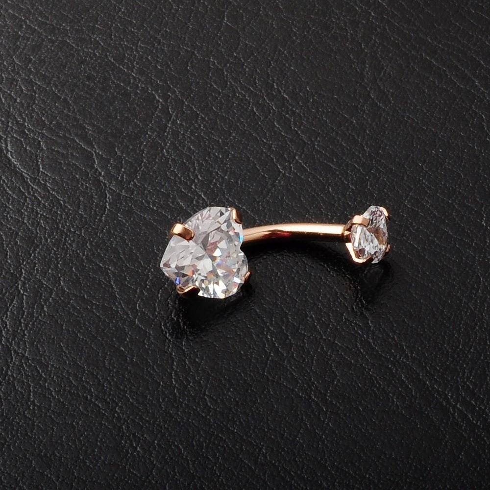 Stainless Steel Body Jewelry Crystal Belly Piercing Trendy Heart Navel Button Piercing  Party