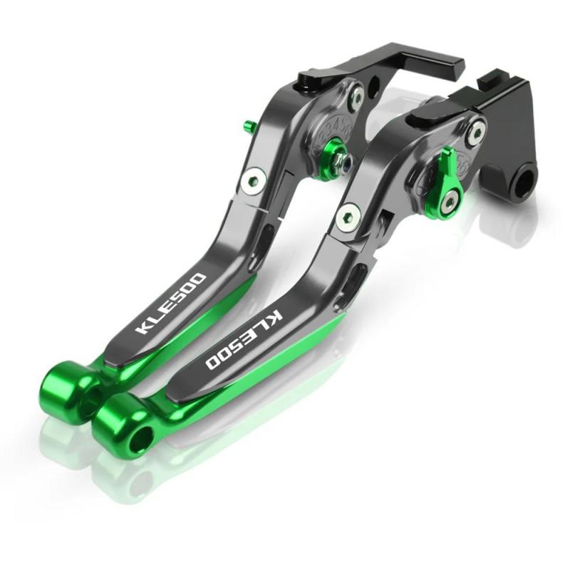 CNC Aluminum Foldable Brake Clutch Levers Kawasaki KLE500 Motorcycle Adjustable Wear-Resistant Full Black Multi-Color