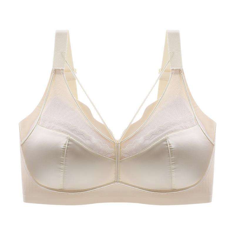 Seamless Large-chested Minimizing Bra with Wide Shoulder Straps Anti-sagging and Lace Stitching for Large Sizes