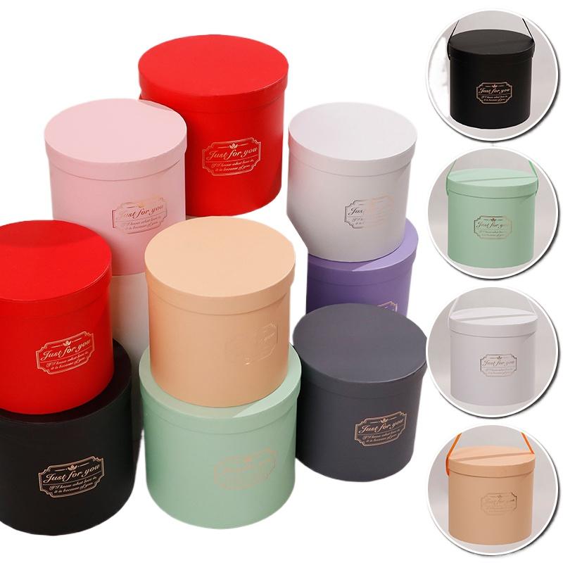 1PC Handheld Paper Boxes Flower Packaging Box Candy Box Round Flower Box Bouquets Tote Bag Gift Boxes Bouquet Flower Boxes