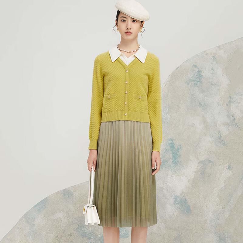 

JESSIE Doll Collar Faux Two-Piece Knitted Dress M