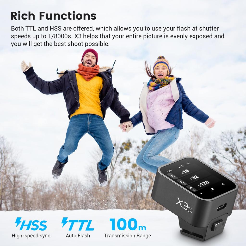 Godox Wireless Flash Trigger with OLED Rechargeable Hot Godox X Wireless and TCM Compatible with Olympus and Panasonic and Technical Approval X3-O