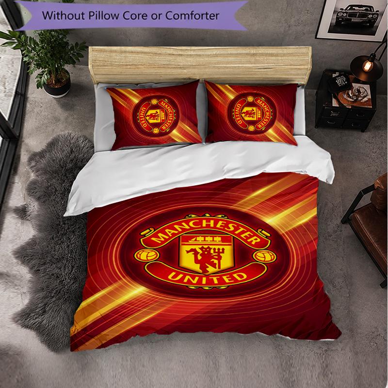 Manchester United Themed Bedding 3Pcs Duvet Cover Set Decorative Bed Linen For Teen Room Home Decoration