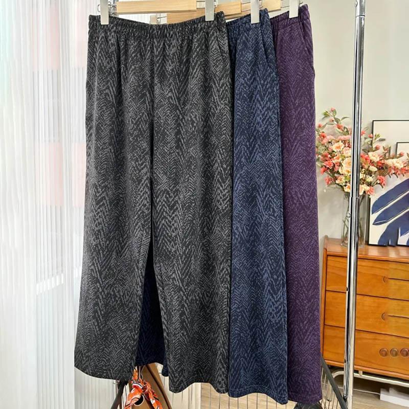 Pants for Women Elastic High Waist Long Trousers Plus Size Thickened Stretchy Versatile Casual Wide Leg Pants