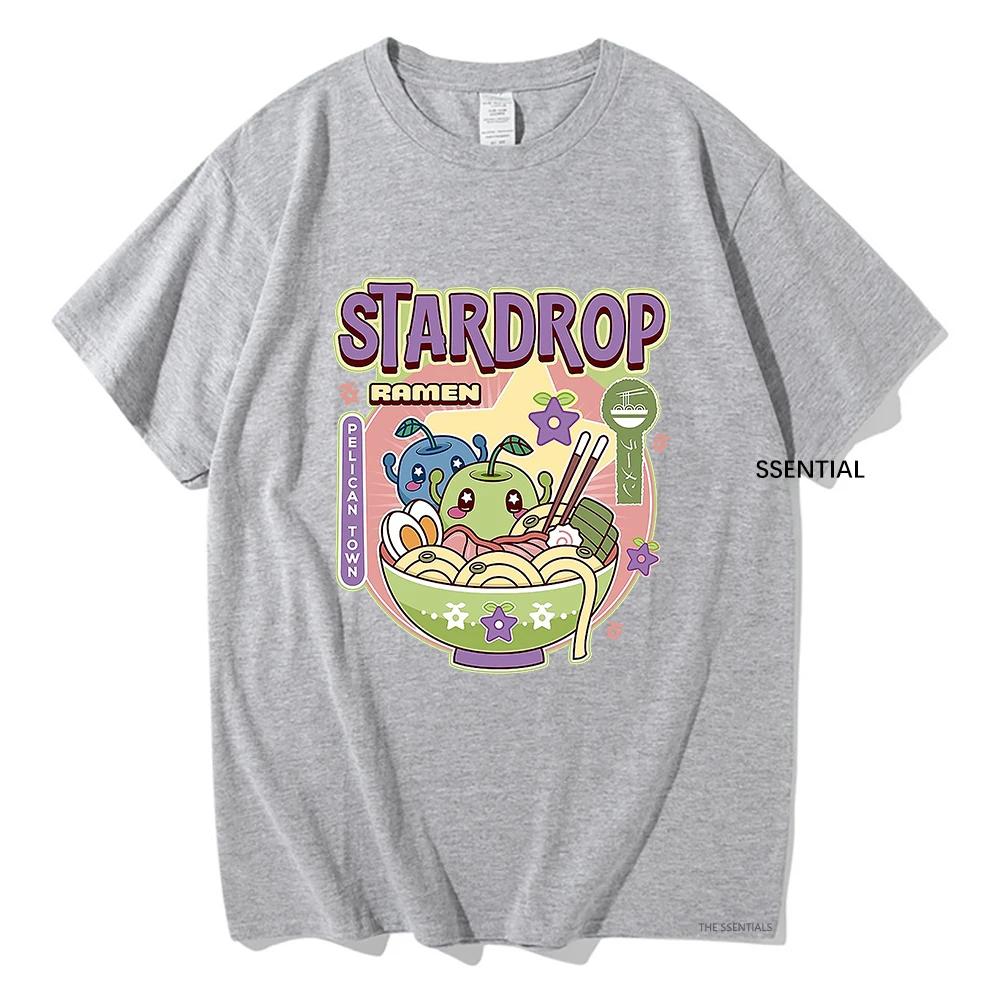 Anime Stardew Valley T Shirt Vintage Tops Junimos Ramen Men/Women Aesthetic T-Shirt Unisex High Quality Cotton Tees Kawaii Shirt