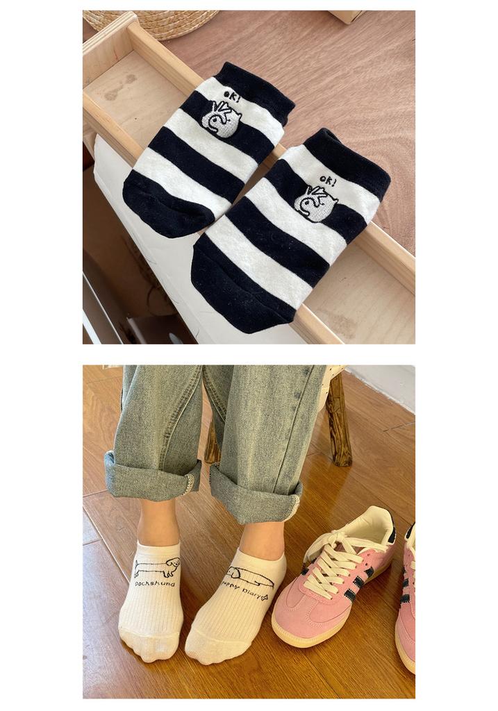 5 Pair Women's Animal Cartoon Boat Socks