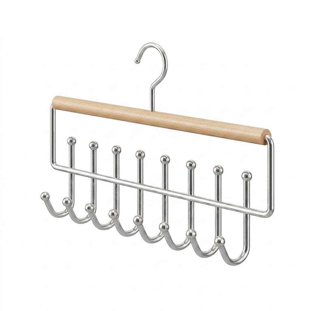 Solid Wood-Wave Multi Functional Hanger Underwear Vest Dormitory Storage Hook For Standard Wardrobe-Rod