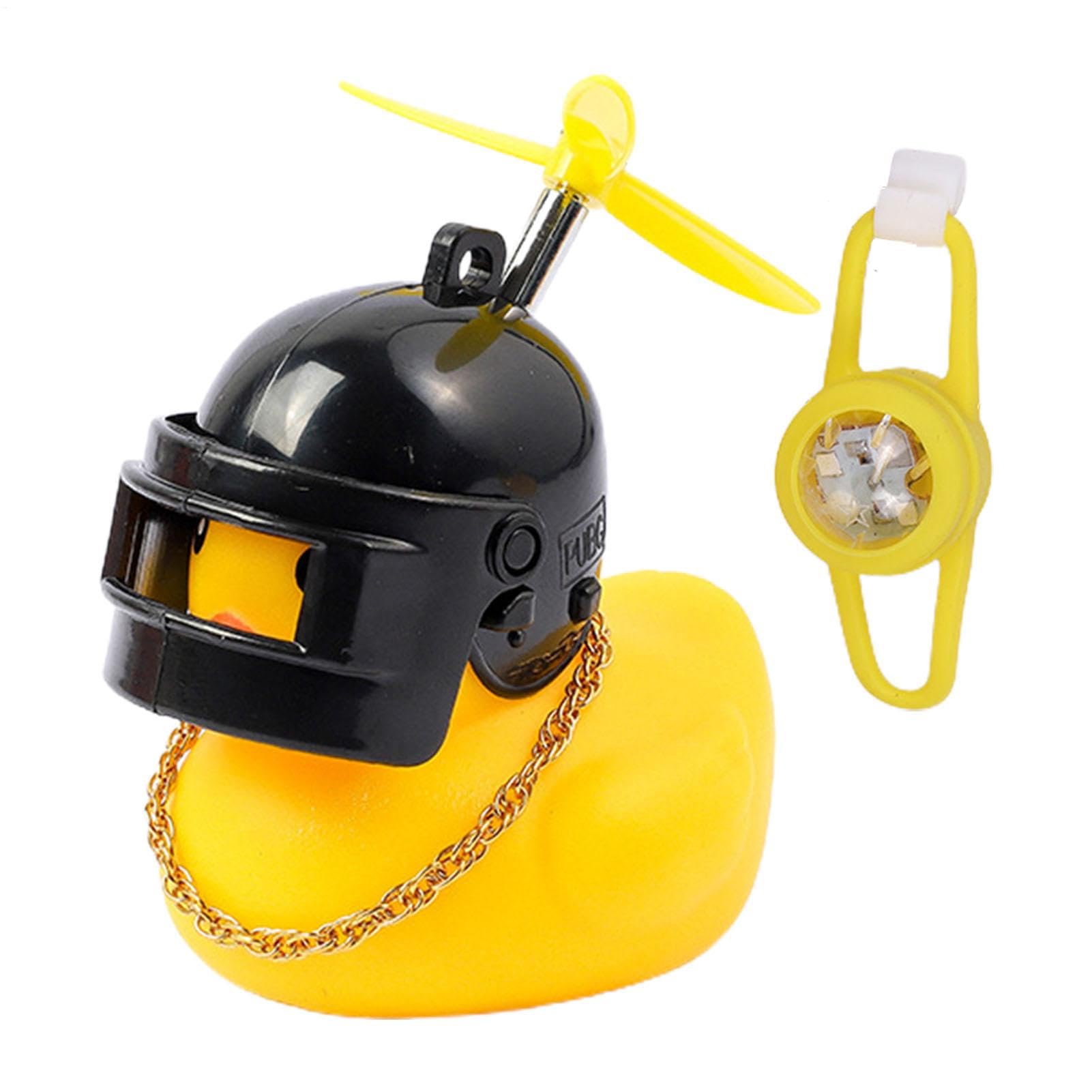 

Ducks Motorcycle Captain, Dashboard Car Duck | Yellow Duck Cycling Decoration with Propeller Helmet See description