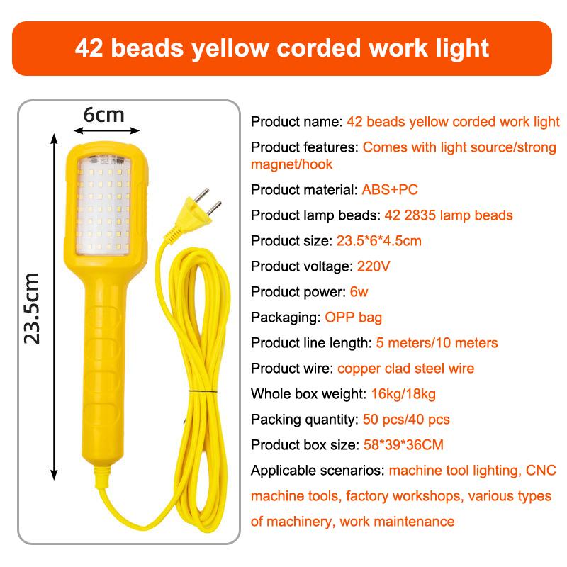 7W 30Led Workshop Flashlight With Magnet 220V Garage Work Light Handheld Repair Inspection Lamp With 5M Power Cable1Pc