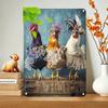 Vintage Metal Chicken Poster, Wall Art for Home Decor