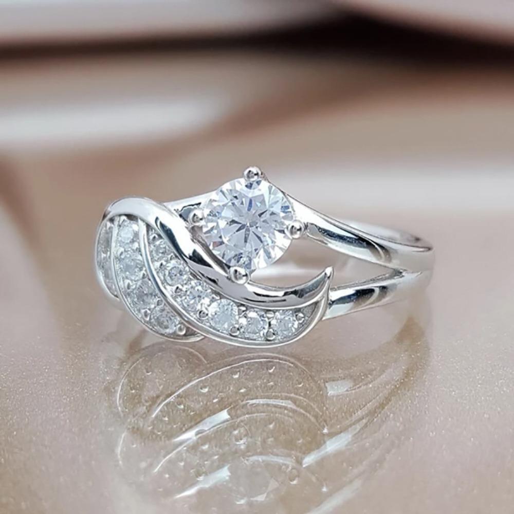 

Trendy Angel Wing Ring for Women Micro Inlaid Zircon European Style Fashion Jewelry No. 5 платиновый