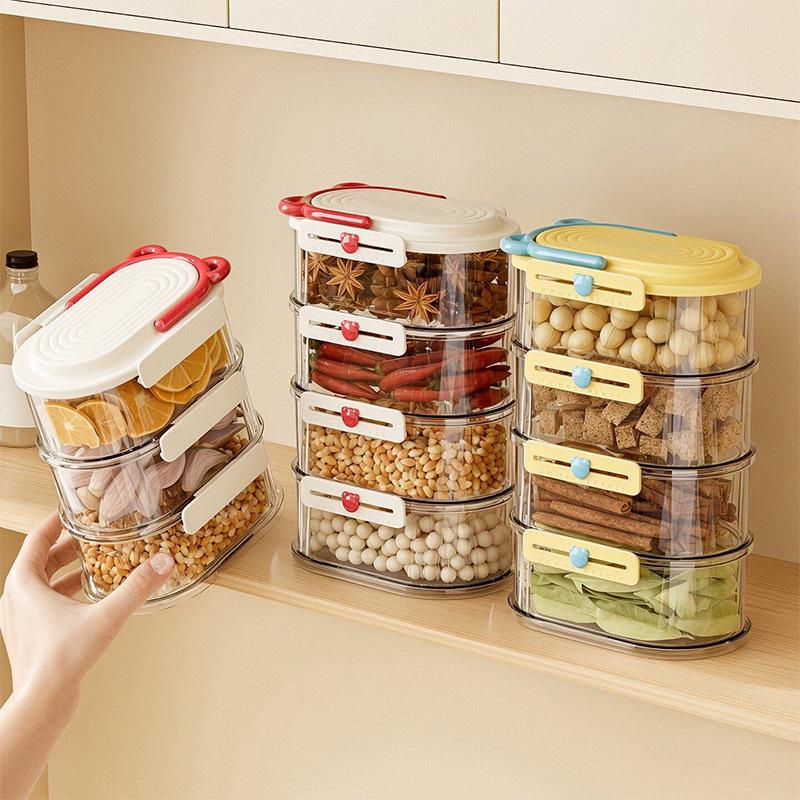 Stackable Kitchen Spice Storage Jar - Sealed Food-Grade Container for Fresh-Keeping Seasonings, Dried Chili, and Sichuan Pepper.