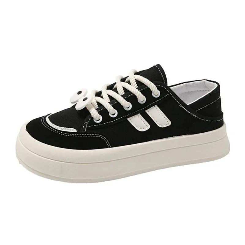 Fashion 2024 New Spring Summer Black Half-drag Canva Shoes Women's Breathable Versatile Hong Kong Style Two-wear Slip-on Heel Shoes