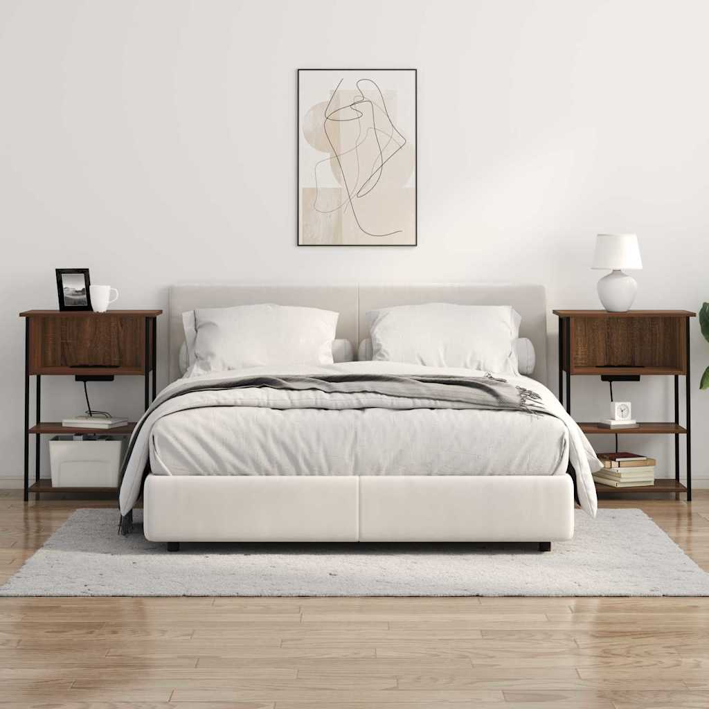 Nightstand Brown Oak Look 55 X 31 X 76 Cm Engineered Wood