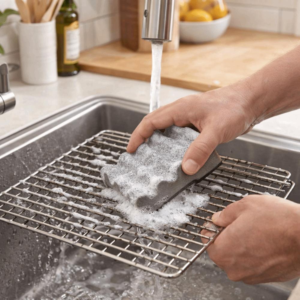 Double-Sided Barbecue Grill Brush Rust Removal Sponge Scrubber Barbecue Brush  Home Use