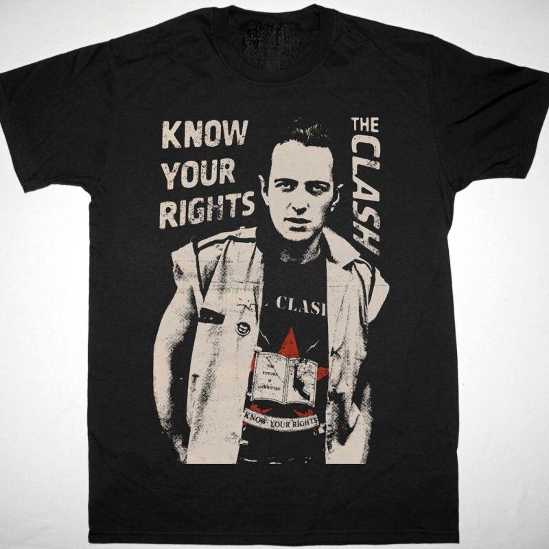 Винтаж Знайте свои права Группа The Clash Хлопок Все размеры Унисекс Черная Футболка SE137 Унисекс Футболка M