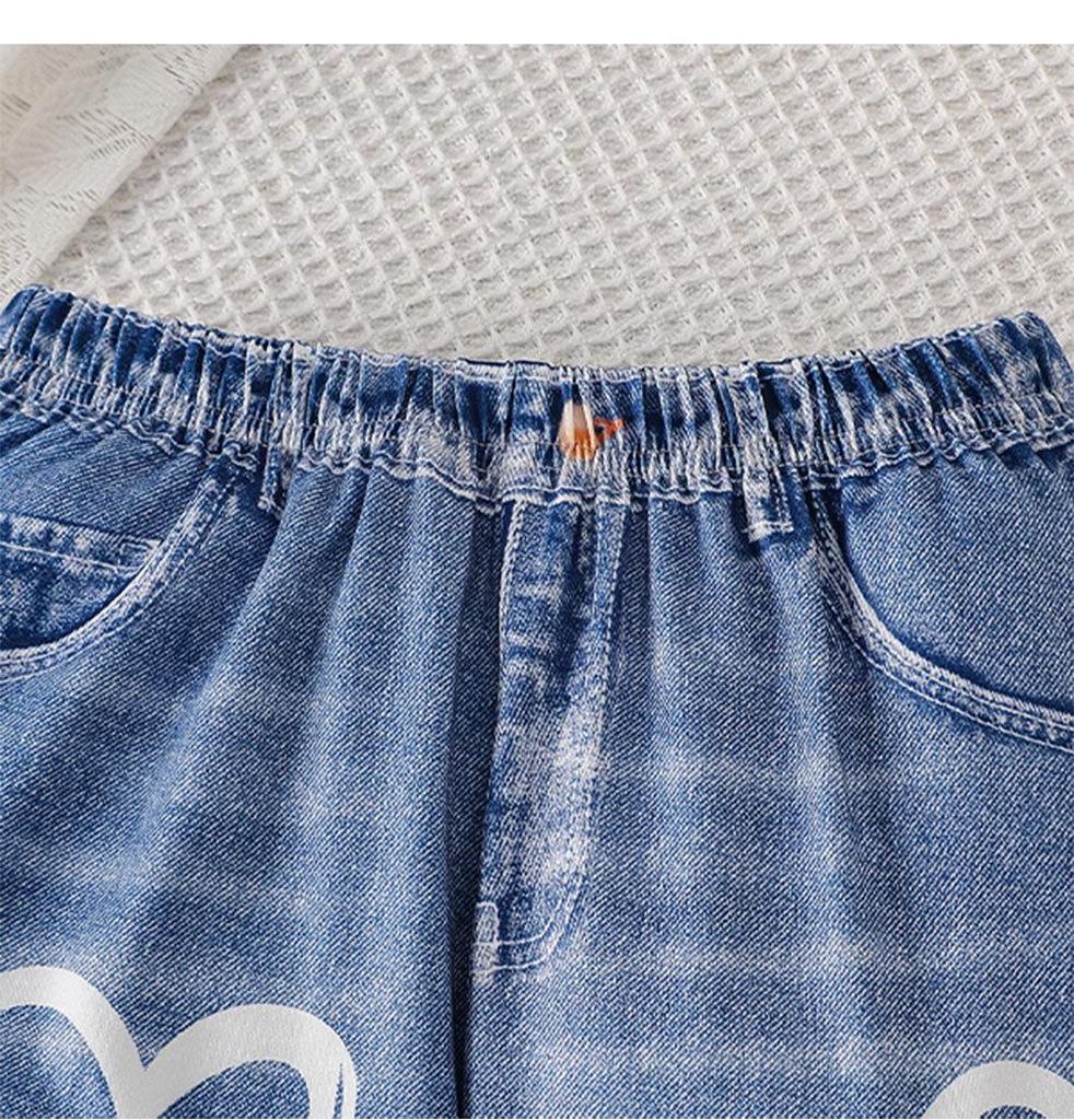 2025 Girls' Denim Vest & Pants Autumn Set