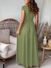 Women's V-Neck Short Sleeve High Waist Evening Gown with Ruched Slit