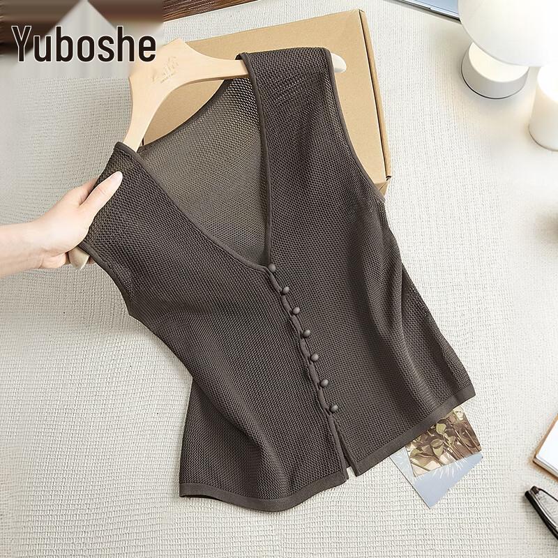 Women s V-Neck Single-Breasted Cut-Out Vest One Size