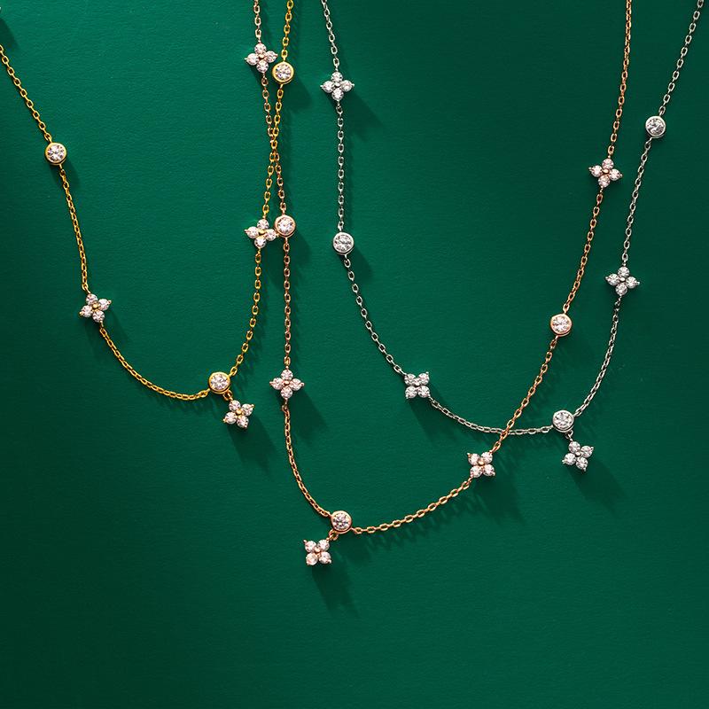 Necklace Women's Light Luxury Temperament Four-leaf Clover Necklace Japanese and Korean Niche Design High-end Summer Collarbone Chain