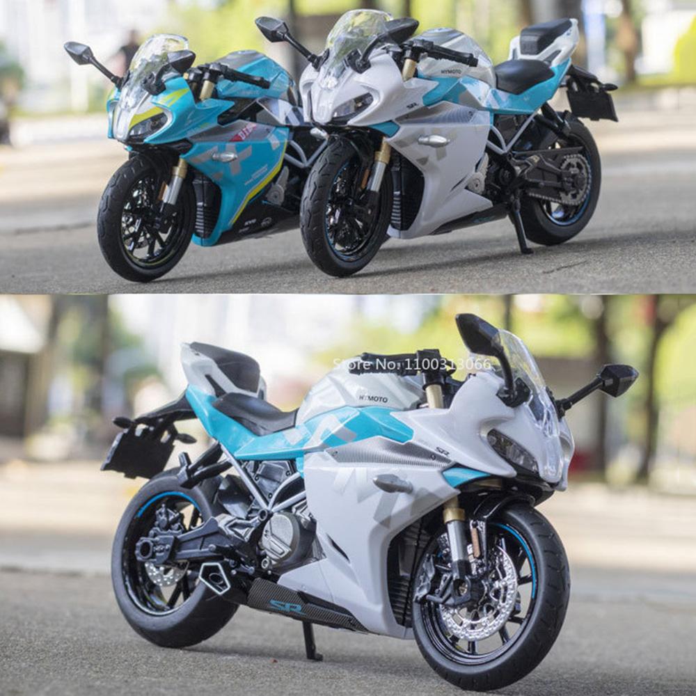 1/12 Alloy Diecast Cfmoto 250SR Racing Motorcycle Model Car Toys Rubber Tires Light Sound Motorbike Vehicle for Children Gifts