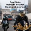 Motorcycle Helmet Bluetooth Headset 500M Intercom with Flashlight Lighting Led Digital Music Sharing Fm 1000 Mah Bluetooth 5.4