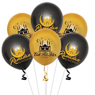 Eid Mubarak Party Moon Star Balloon Set Ramadan Castle 12inch Golden Black Latex Balloons Happy Eid Al-Fitr Party Decor Ballon