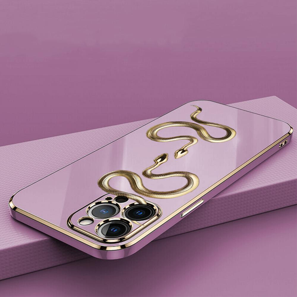 N71 Black Gold Snake Plating Edge Myk TPU telefonvesker for Samsung A54 A13 A14 S24 Plus S23 Ultra S20 S21 FE A55 A05 A52s Støtsikkert deksel