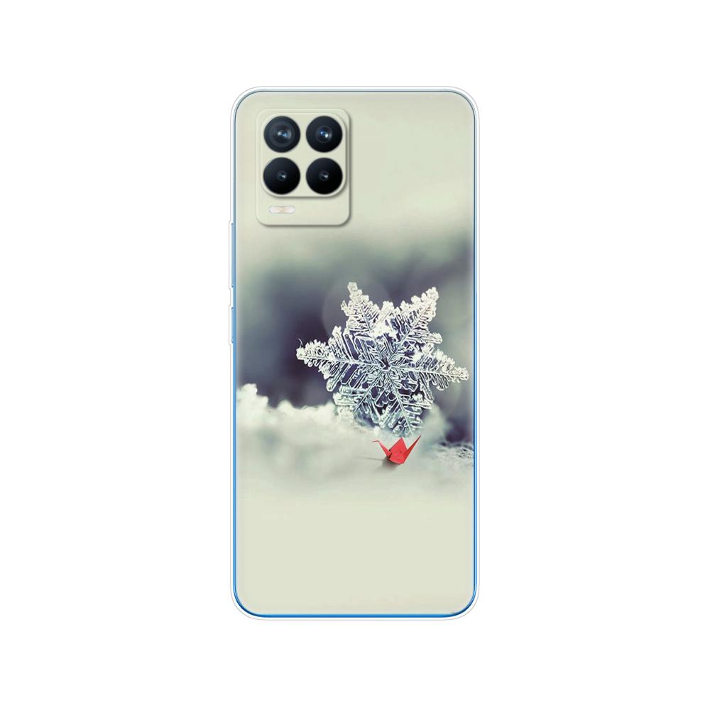 Für Realme 8 Hülle 6,4 Zoll Rückseitige Telefonabdeckung Für Realme 8 Pro OPPO Realme8 4G RMX3085 Stoßstange Winter Weihnachten Schnee Baum Neujahr