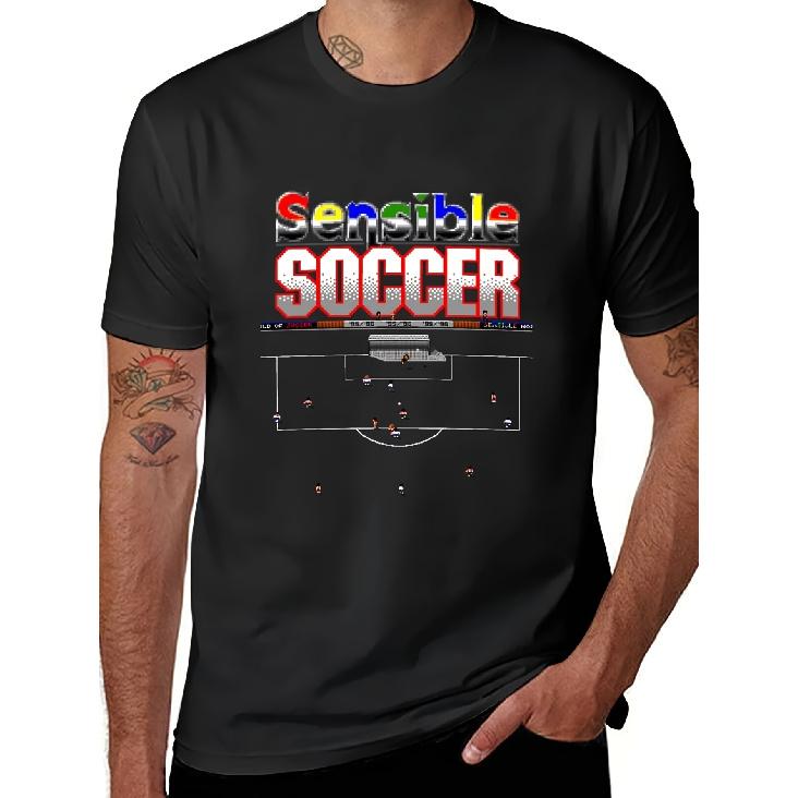 Sensible Soccer T-Shirt | Mens Retro Gaming T-Shirt Man Vintage Style Soccer - Picture 1 Of 8 Outdoor Leisure Breathable All Seasons Unisex, Crew