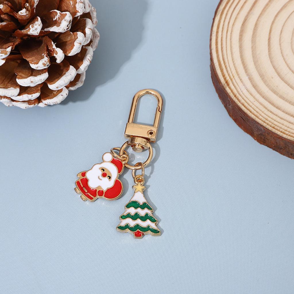 Cartoon Christmas Series Keychain Alloy Drip Oil Decorative Chain Atmosphere Bag Pendant Hanging Decoration