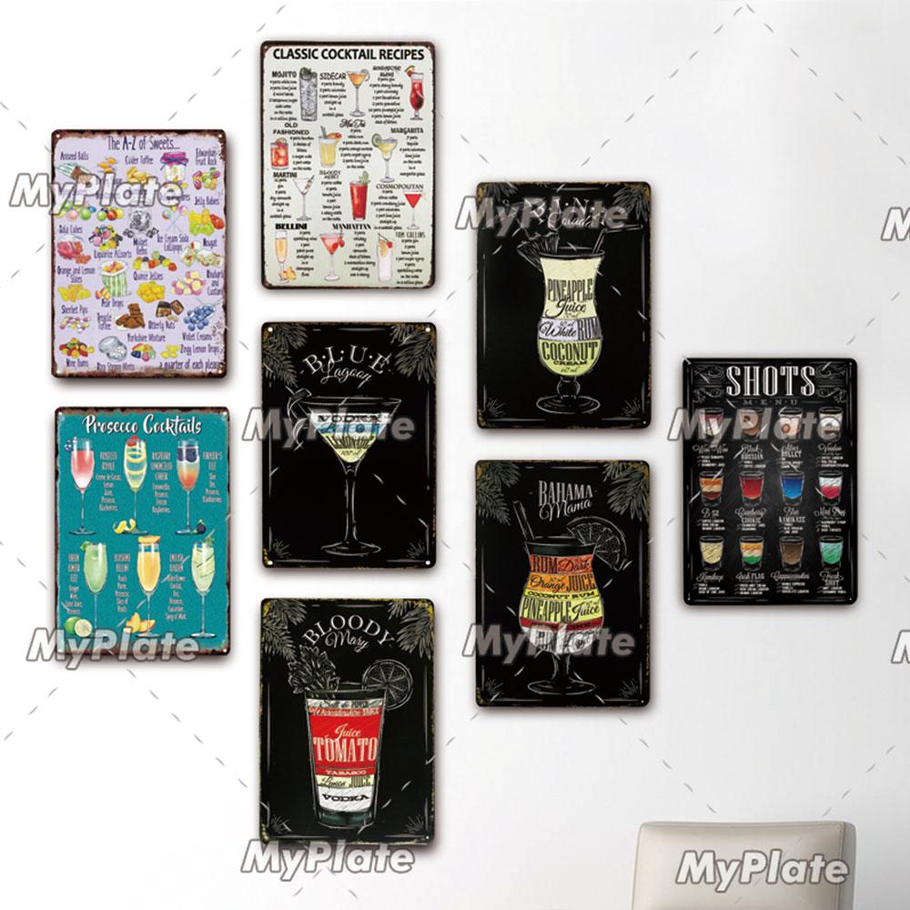 Cocktail Shots6 Metal Sign Vintage Plaque Beer Tin Sign Plate Wall Decor For Bar Pub Man Cave Bloody Poster Custom