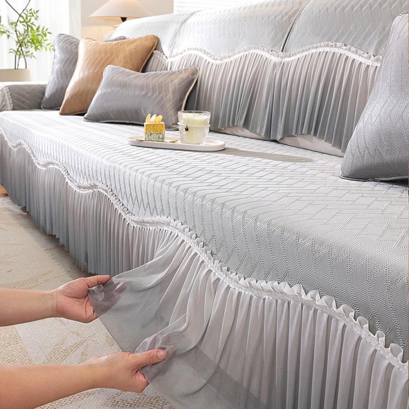 

Чехол для дивана Ice Silk, летняя подушка для сиденья, нескользящий коврик для дивана, охлаждающая подставка, протектор для жаркой погоды, стильный диванный плед для использования в гостиной Pillowcase светло-серый